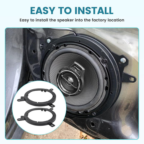 5.25"-6.5" Front Door Speaker Adapter Bracket for 1995-2016 Chrysler/Dodge/Jeep, 2PCS Solid Plastic Aftermarket Speaker