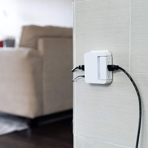 GE Pro Side-Access Swivel Surge Protector, 2 Pack, 5-Outlet Extender with 2 USB Ports, Wall Tap Adapter, White