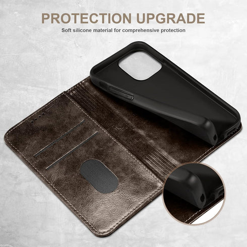 SINIANL Compatible with iPhone 15 Pro Case Wallet, Magnetic Kickstand Credit Card Holder Leather Folio Flip Cover (Dark