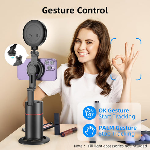 Auto Face Tracking Phone Holder, Magnetic Tripod with 360 Rotation & Remote, Smart Shooting Camera Mount for Live Video
