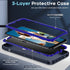 LeYi Heavy Duty Phone Case for Moto G Play 2023: 3-in-1 Military Grade Shockproof Cover with Screen Protector, Blue.