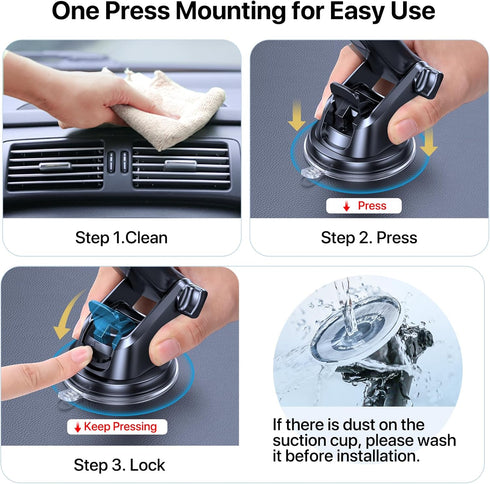 Miracase 3-in-1 Cell Phone Holder for Car, Universal Mount for Dashboard, Air Vent, Windshield, Compatible with iPhone