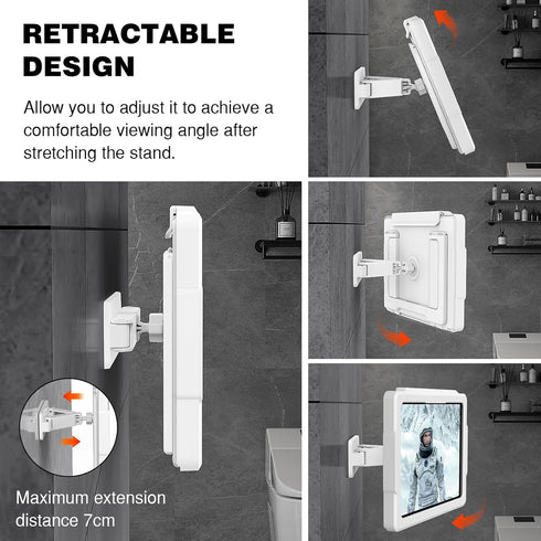 MoKo Shower Tablet Holder, Waterproof iPad Holder for Devices Up to 11", 360° Rotation Wall Mount