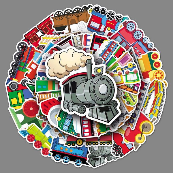 DIYYILIF 100 Pcs Train Stickers, Vinyl Waterproof Stickers for Water Bottles, Laptop, Notebook,