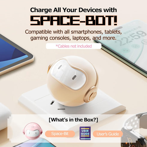 Cute 30W USB C Night Light Wall Charger Space Bot GaN Fast PD Charging Block - Touch Dimmable LED Lamp Adapter