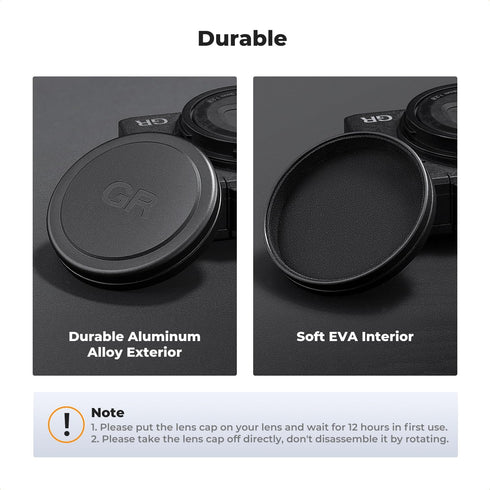K&F Concept Aluminum Alloy Lens Cap Protector for Ricoh GR IIIx GR III GR II with Soft EVA Interior