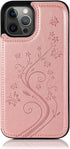Asuwish Case for iPhone 15 Pro 6.1 inch, with Tempered Glass Screen Protector, Card Holder Wallet Cover, Rose Gold