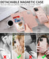 CASEOWL Detachable Wallet Case for iPhone 13 Pro Max, Folio Flip Leather Case with RFID Card Holder Strap - Camellia