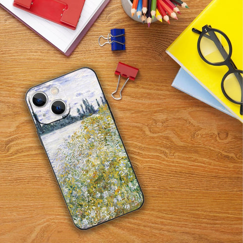 Claude Monet iPhone 15 Case, Banks of The Seine at Vetheuil Nature Landscape, Shockproof Protective Cover for Women