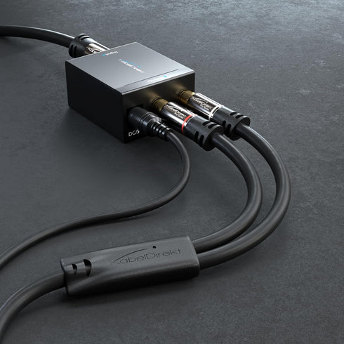 KabelDirekt RCA/Phono Y Cable - 25ft Long, 1 to 2 RCA/Phono, Male/Male Plugs, Black