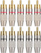 10Pack RCA Male Plug Solder, Gold Audio Video Adapter Connector for Home Theater, Amplifiers, Sound Systems