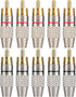 10Pack RCA Male Plug Solder, Gold Audio Video Adapter Connector for Home Theater, Amplifiers, Sound Systems