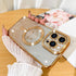 Fiyart Designed for iPhone 15 Pro Case,Compatible with MagSafe Love Heart Plating Camera Protection Clear Phone Case, Magnetic Glitter for Women Girls Shockproof Back Bumper 6.1"-Gold
