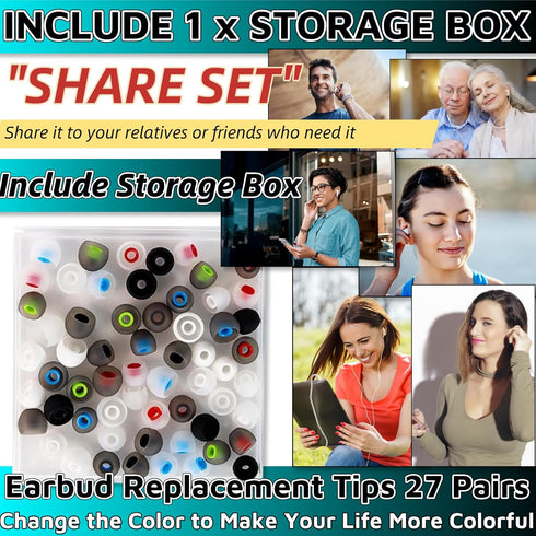 HuGuWdy 54Pcs 3.8mm -5.1mm) 27 Earbud Replacement TipsEar Bud Rubber Tips Silicone Earbud Tips Earbud Covers Silicone