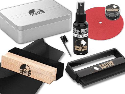Vinyl Record Cleaning Kit, Includes Soft Velvet & Carbon Fiber Brush, Cleaning Solution, and Microfiber Cloth
