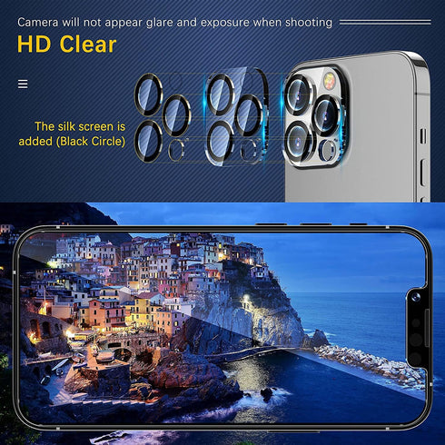 UniqueMe 3 Pack Camera Lens Protector for iPhone 13 Pro/iPhone 13 Pro Max, Tempered Glass, Scratch-Resistant, Clear
