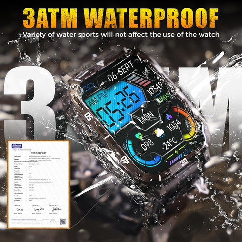 Military Smart Watch for Men 3ATM Waterproof Watch 2.0'' Big Screen Tactical Smartwatch 430mAh Fitness Tracker with Heart Rate Sleep Monitor Outdoor Answer Call for iPhone Android