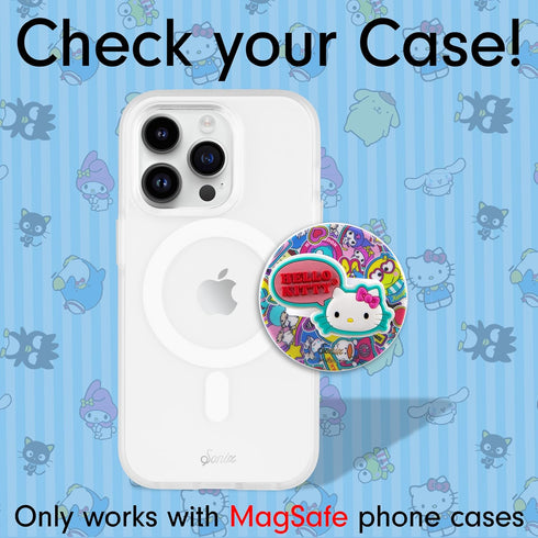 Sonix Magnetic Phone Grip, Removable Silicone Ring Loop Holder - Compatible with MagSafe | Hello Kitty Stickers