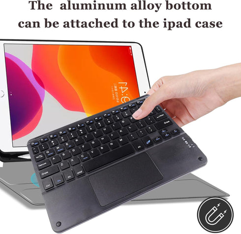 Wireless Bluetooth Keyboard, Ultra Slim Rechargeable Portable Cordless Keyboard with Touchpad, 10 Inch for iOS Android