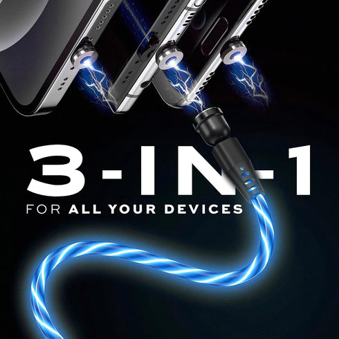 Statik GloBright 360 Magnetic Charging Cable, Light Up Magnetic USB C Charging Cable, Glowing Phone Charger Cord 3FT/1M