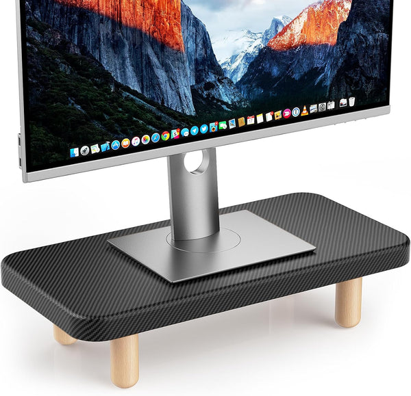Single Monitor Stand Riser, 16Inch Wood Desk Organizer with Monitor Stand &