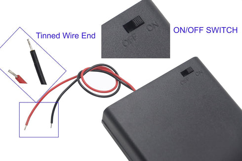 LampVPath (Pack 4 3AA 4.5V 3X 1.5V of Battery Holder with Switch, AA Battery Holder with Leads and Switch
