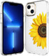 BAISRKE Clear Case with Flowers for iPhone 13, Shockproof Floral Pattern Hard Back Cover, Yellow Sunflower