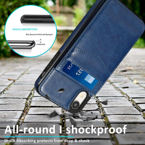 iPhone XR Wallet Case with Credit Card Holder, PU Leather Wallet Case for iPhone XR 6.1 inch (Blue)