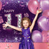 Happy Birthday Party Decorations, Large 72.8 x 43.3 Inch Fabric Backdrop for Girls Birthday Party, Pink Purple