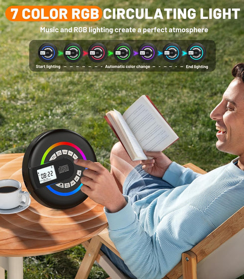 Greadio Discman Portable CD Player with Speaker Bluetooth for Car with FM Transmitter Rechargeable Lightweight