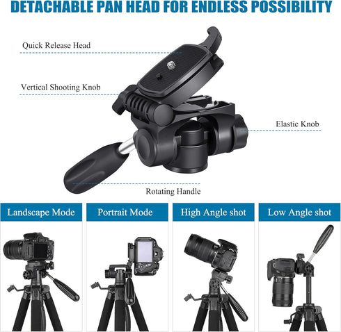 VICTIV 74” Camera Tripod, Heavy Duty Aluminum Stand for Camera and Phone, Compatible with DSLR, Carry Bag Included