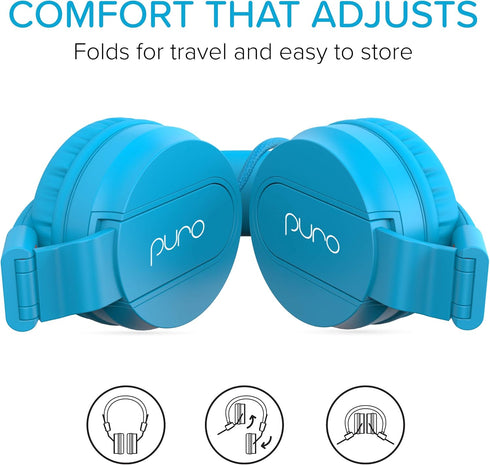Puro Sound Labs PuroBasic Volume Limiting Wired Headphones for Kids, Foldable & Adjustable with Microphone, Compatible