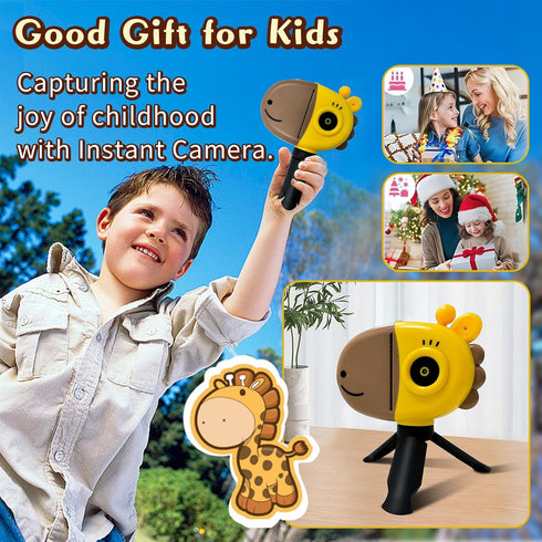 Instant Print Camera for Kids, 2.4 Inch HD Digital Video Camera, Selfie Camera for Age 3-12 with 32GB SD Card