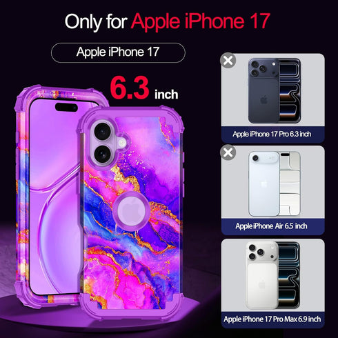 Casetego 17 17 6.3 inch,Purple for iPhone Case,Three Layer Heavy Duty Sturdy Shockproof Protection Full Rugged Hard