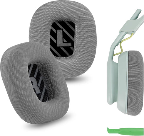 Geekria Comfort Mesh Fabric Replacement Ear Pads for Astro Gaming A10 Gen 2 Headphones, Ear Cushions (Grey/Black)