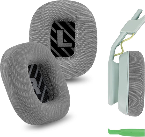 Geekria Comfort Mesh Fabric Replacement Ear Pads for Astro Gaming A10 Gen 2 Headphones, Ear Cushions (Grey/Black)