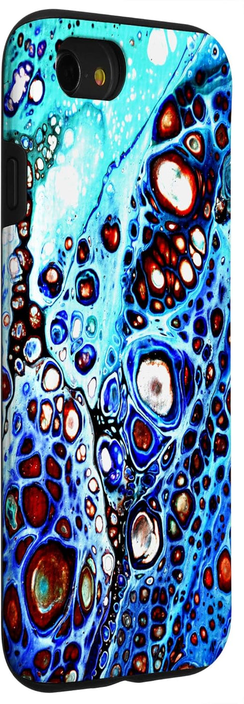 Bright Blue and Orange Water Pattern Fluid Acrylic Art Pour Case for iPhone SE (2020) / 7 / 8