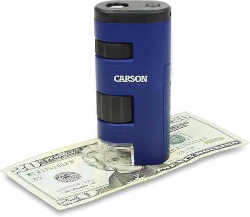 Carson Pocket Micro 20x-60x LED Lighted Zoom Field Microscope with Aspheric Lens System (MM-450),Blue