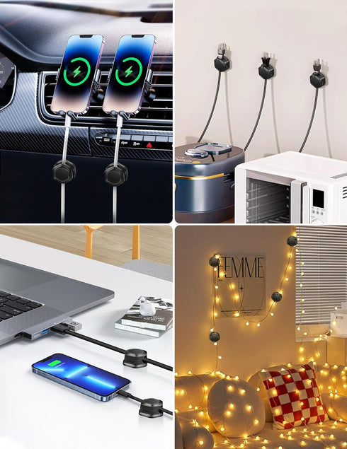 Magnetic Cord Organizer for Desk - Magnetic Cable Clips for Phone Charger, Computer, Home, Office, Car