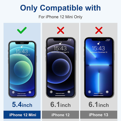 ImpactStrong Shatterproof Tempered Glass Screen Protector for iPhone 12 Mini, 3-Pack, Easy Installation Frame