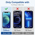 ImpactStrong Shatterproof Tempered Glass Screen Protector for iPhone 12 Mini, 3-Pack, Easy Installation Frame