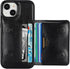 KIHUWEY iPhone 15 Wallet Case, Credit Card Holder, Premium Leather Kickstand, Shockproof Cover (Black)
