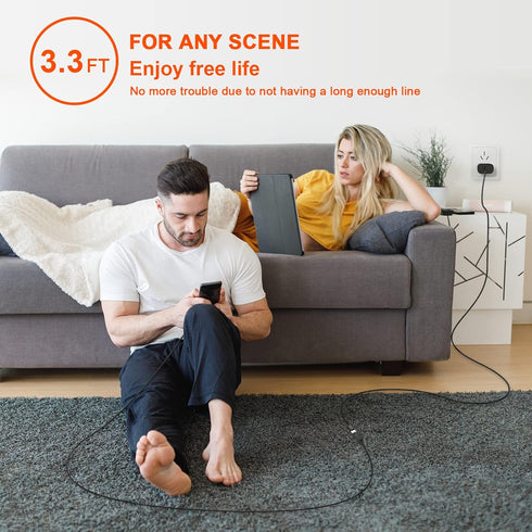 Apple MFi Certified iPhone Charger Extension Cord, 3.3FT Nylon Braided Lightning Adapter for iPhone 14 Pro, 13 Pro, 12,
