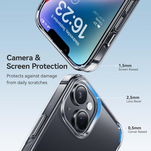 CASEKOO Crystal Clear Case for iPhone 14/iPhone 13, Military Grade Drop Protection, Shockproof for 6.1 inch