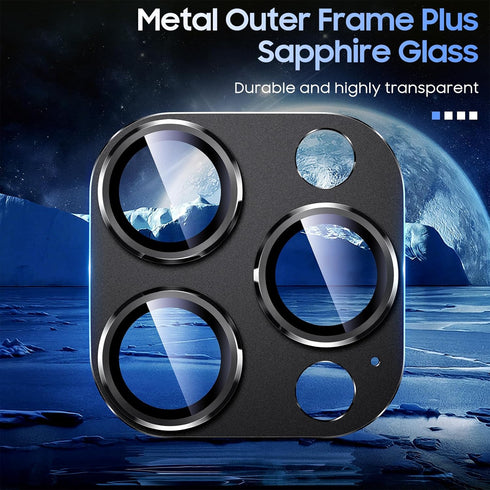 Uyiton Metal Tempered Glass Camera Lens Protector for iPhone 15 Pro/Pro Max - Black Titanium, Case-Friendly, Strong