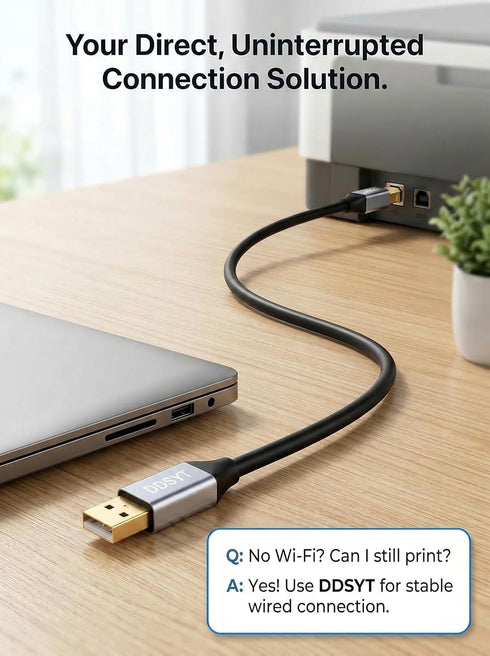 DDSYT 20 2.0 Setup FT USB Printer Cable Gold Plated USB A to B Cord for Long Distance Home Office Compatible with HP