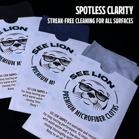 6-Pack) cellhelmet See Lion Swipes | Microfiber Lens Cleaning Cloths Ultrasoft, Reusable Wipes for Glasses, Screens