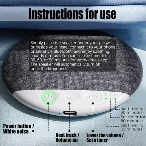 Generic X3pro 30/60/90 (2pcs) Bluetooth Pillow Speaker, Mini Portable Under Pillow Speaker with Min White Noise Timer