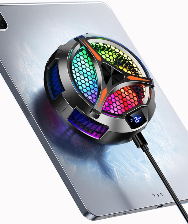 iPad Cooler, Magnetic Tablet Cooler for iPad/Surface Pro/Samsung Tab, Cooling Fan with LED Gaming Light