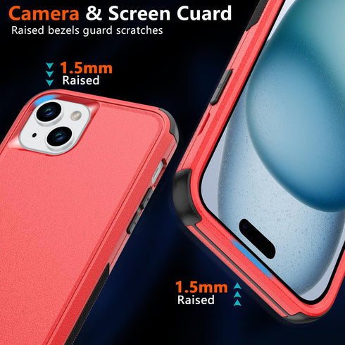 Diverbox iPhone 15 Case with MagSafe & Screen Protector 2 Pack - Heavy Duty, 15 FT Drop Protection, Shockproof (Red)